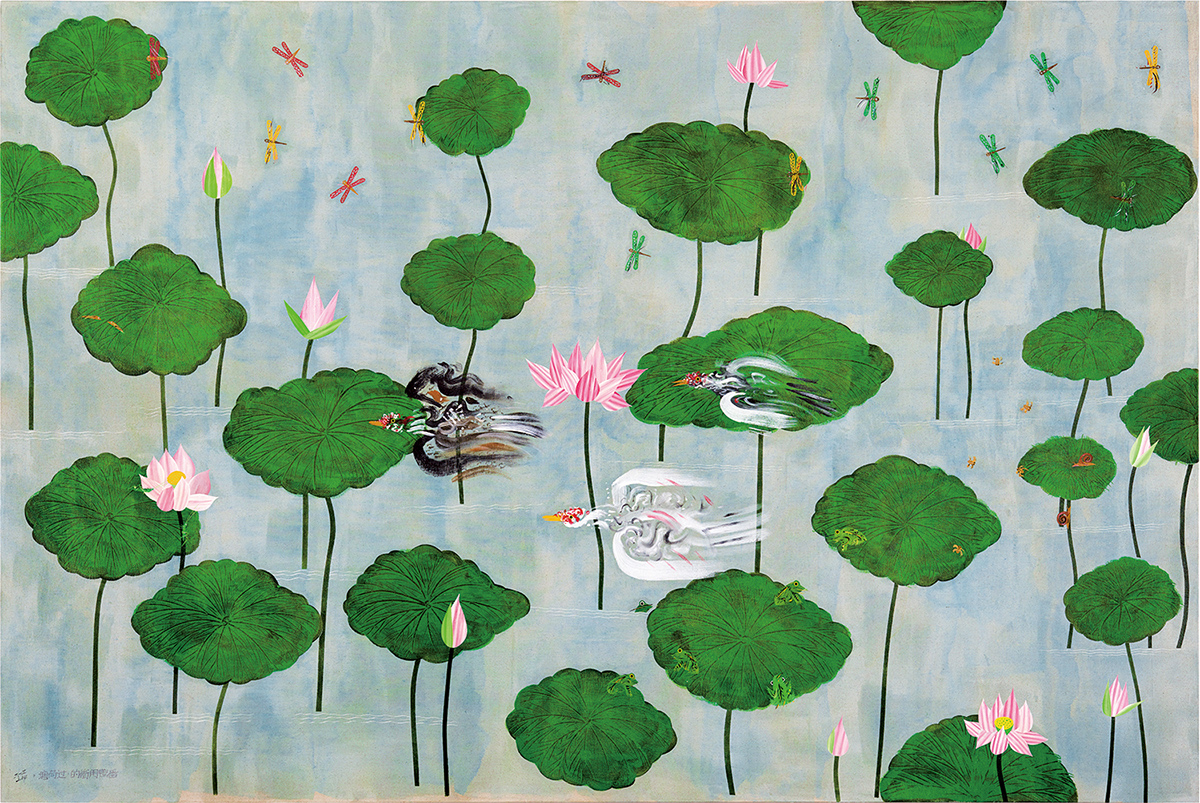 The Dashing Muscovy Ducks, Rushing through the Lotus Pond